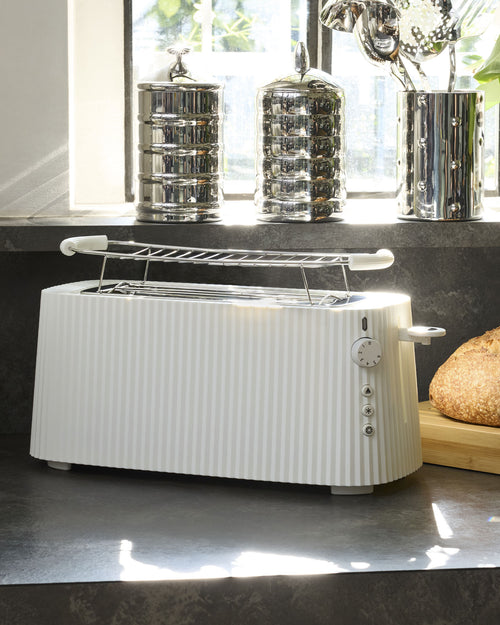Plissé white Long double compartment toaster Alessi 1