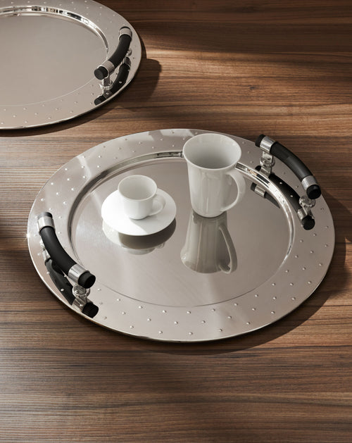 MGVASS black Round tray with handles Alessi 1